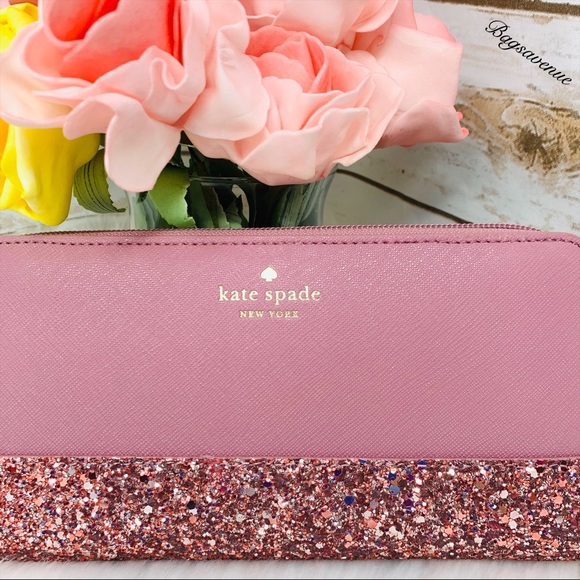 Glitter Kate spade dusty peony pink Neda wallet - Picture 5 of 6